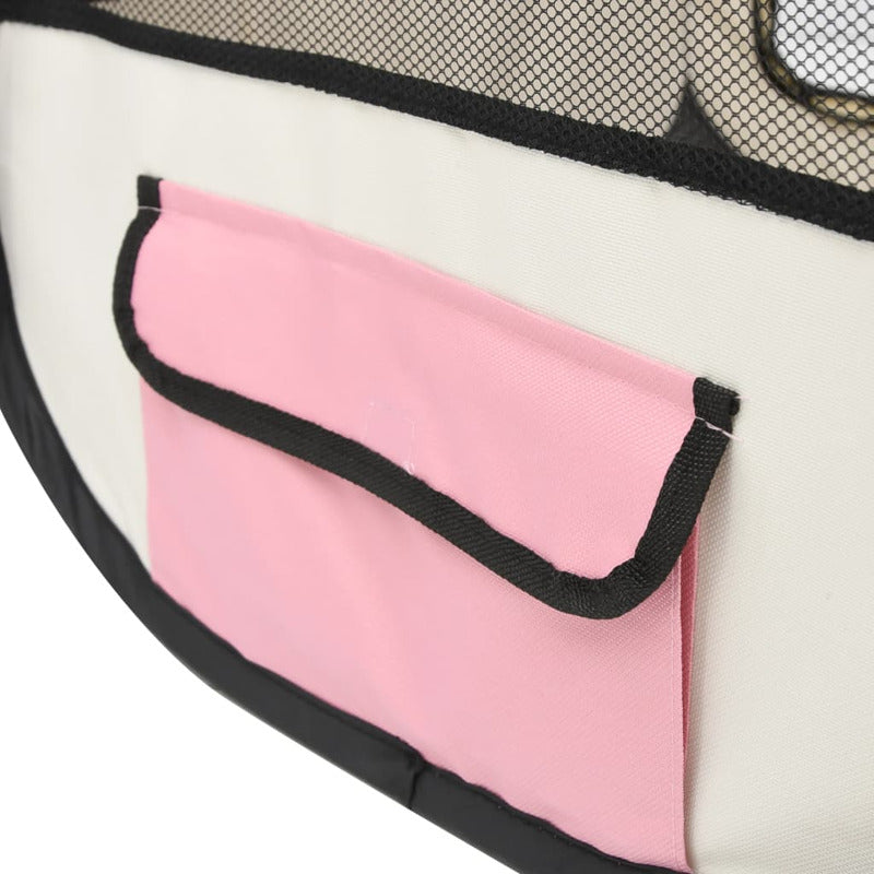 Vidaxl Parque De Perros Plegable Y Bolsa Transporte Rosa 125x125x61cm_5