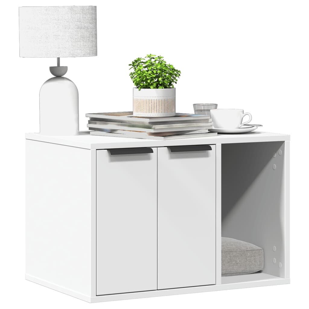 Vidaxl Mueble Arenero Para Gatos Madera Ingeniería Blanco 60x40x40 Cm_1