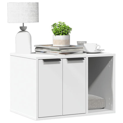 Vidaxl Mueble Arenero Para Gatos Madera Ingeniería Blanco 60x40x40 Cm_1