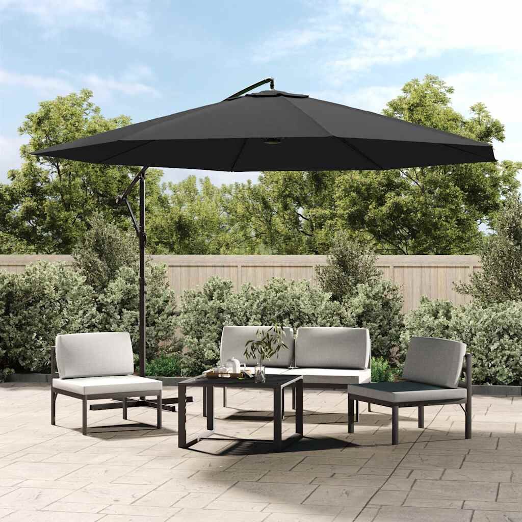 Vidaxl Sombrilla Voladiza Con Poste De Aluminio Gris Antracita 350 Cm_1