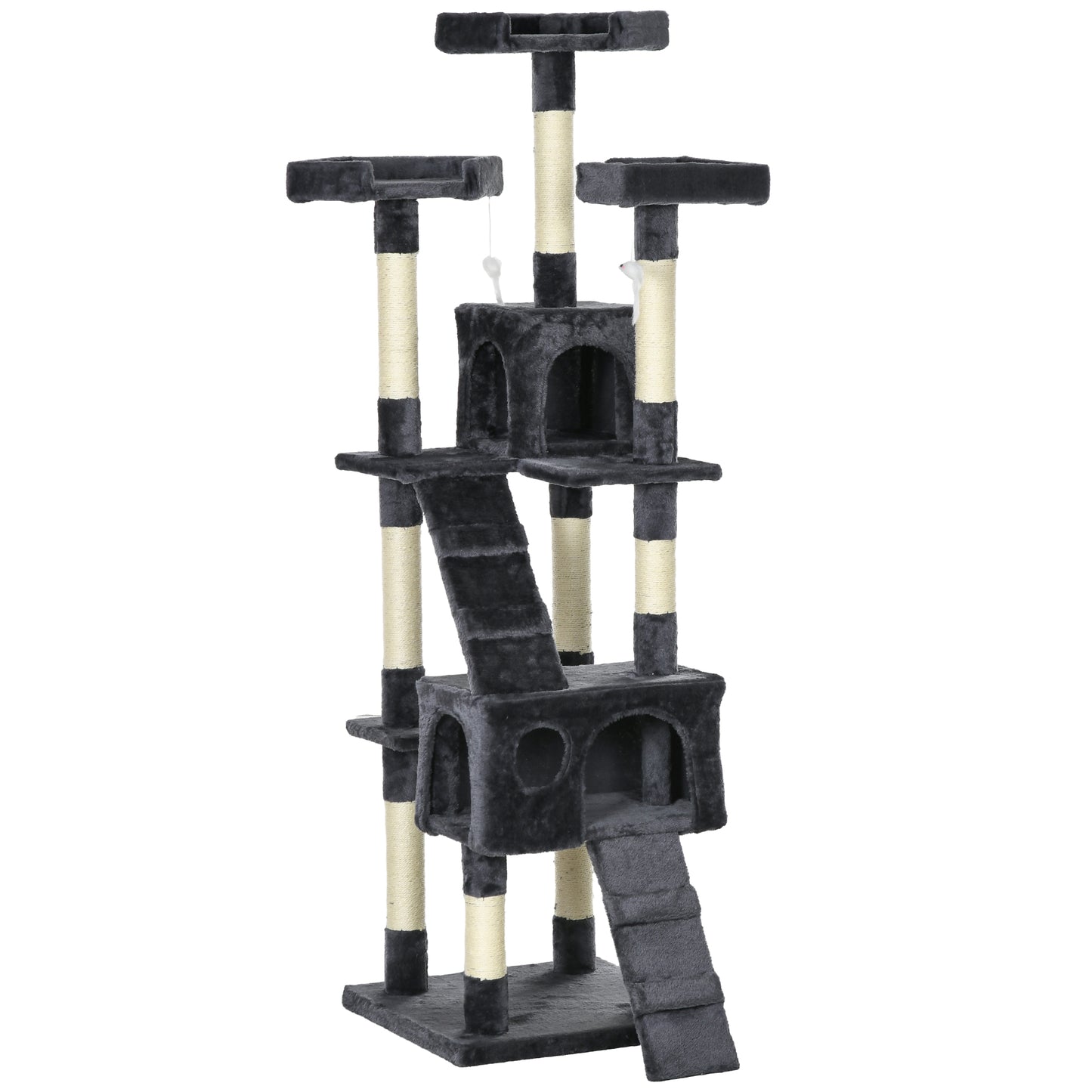 Pawhut Árbol Rascador Para Gatos Grande Altura 173 Cm Gris Oscuro_0