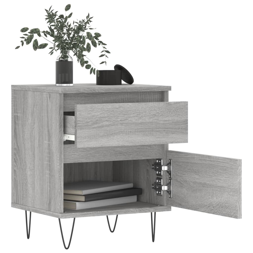 Mesita De Noche 2 Uds Madera Ingeniería Gris Sonoma 40x35x50 Cm_2