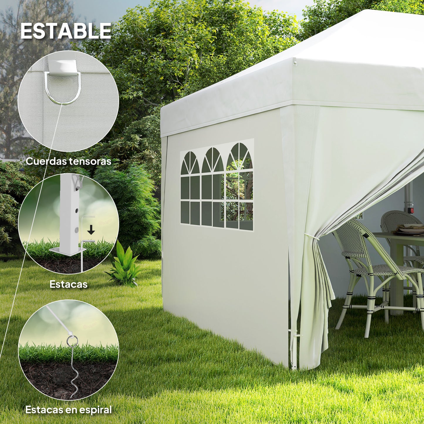 Outsunny Carpa Plegable 6x3 M Con 6 Paredes Laterales Impermeable Anti-uv Blanco_5