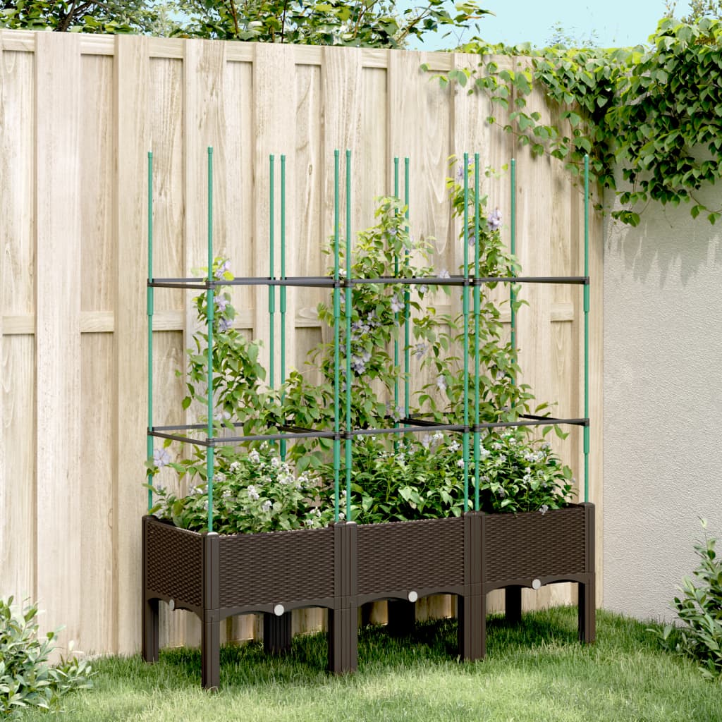 Jardinera Con Enrejado Pp Marrón 120x40x142,5 Cm_1