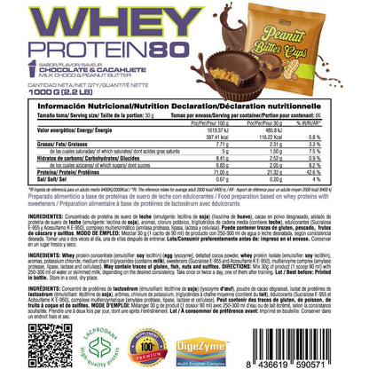 Whey Protein80 - 1kg - Peanut Butter Cups - Aumenta La Masa Muscular - Masmusculo_4
