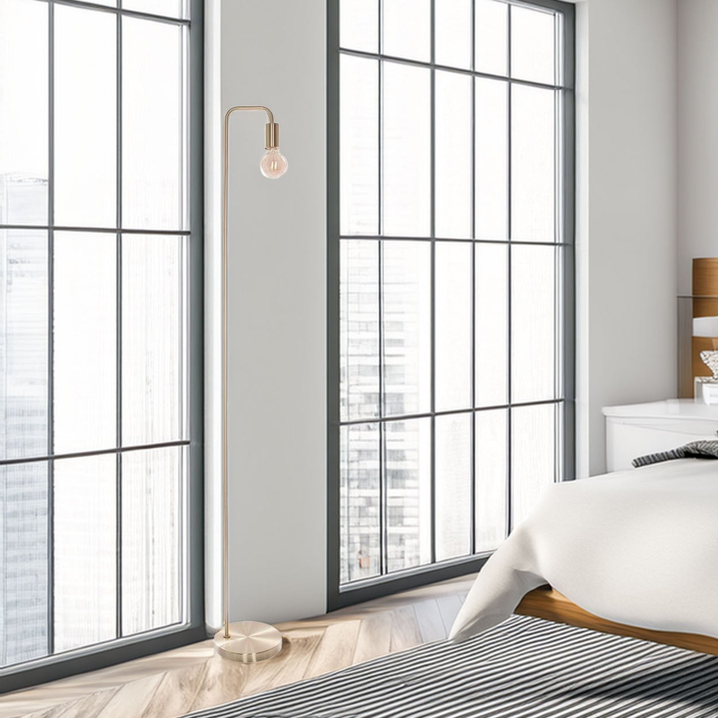 Wellhome Lámpara De Pie Metal Dorado H.150cm_3