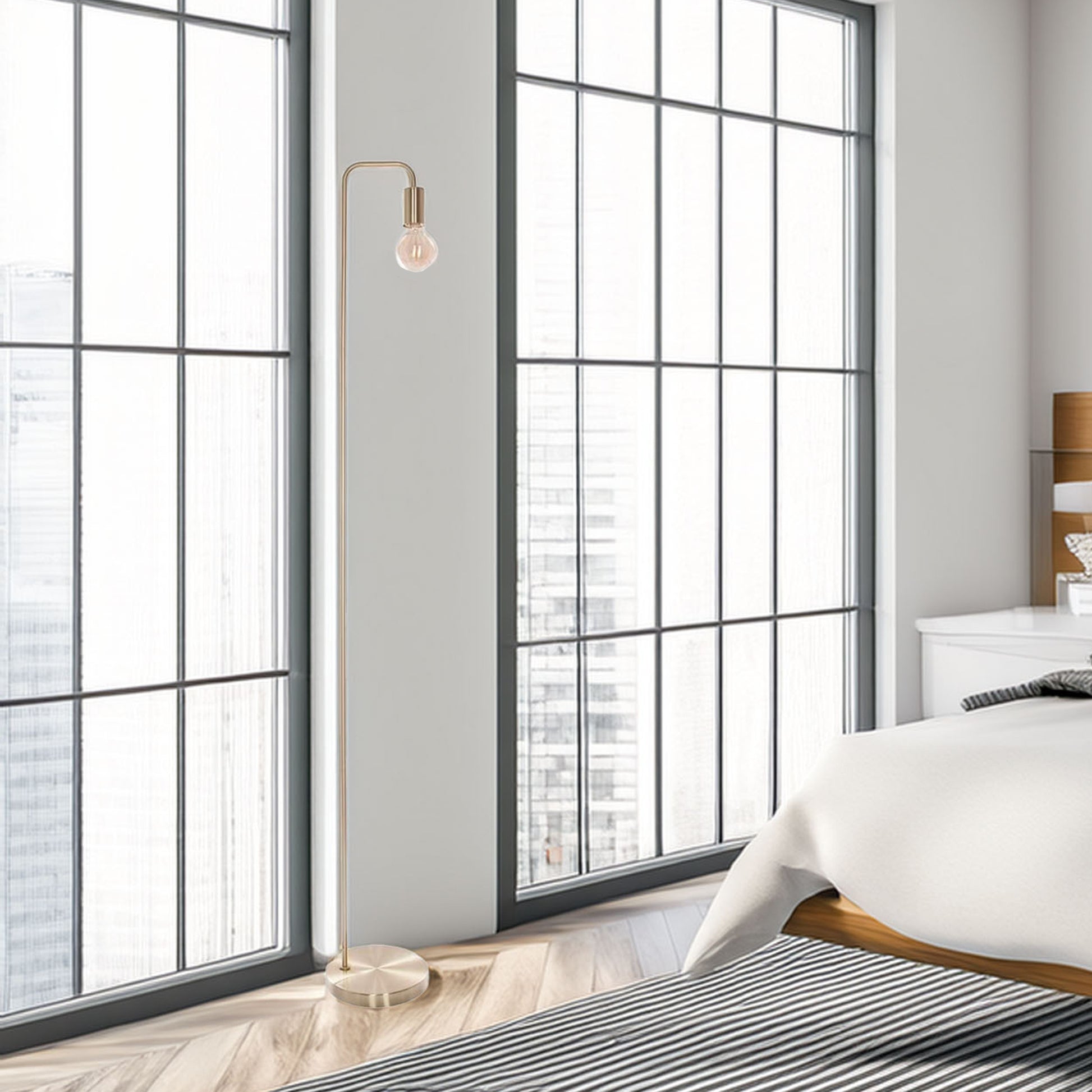 Wellhome Lámpara De Pie Metal Dorado H.150cm_3