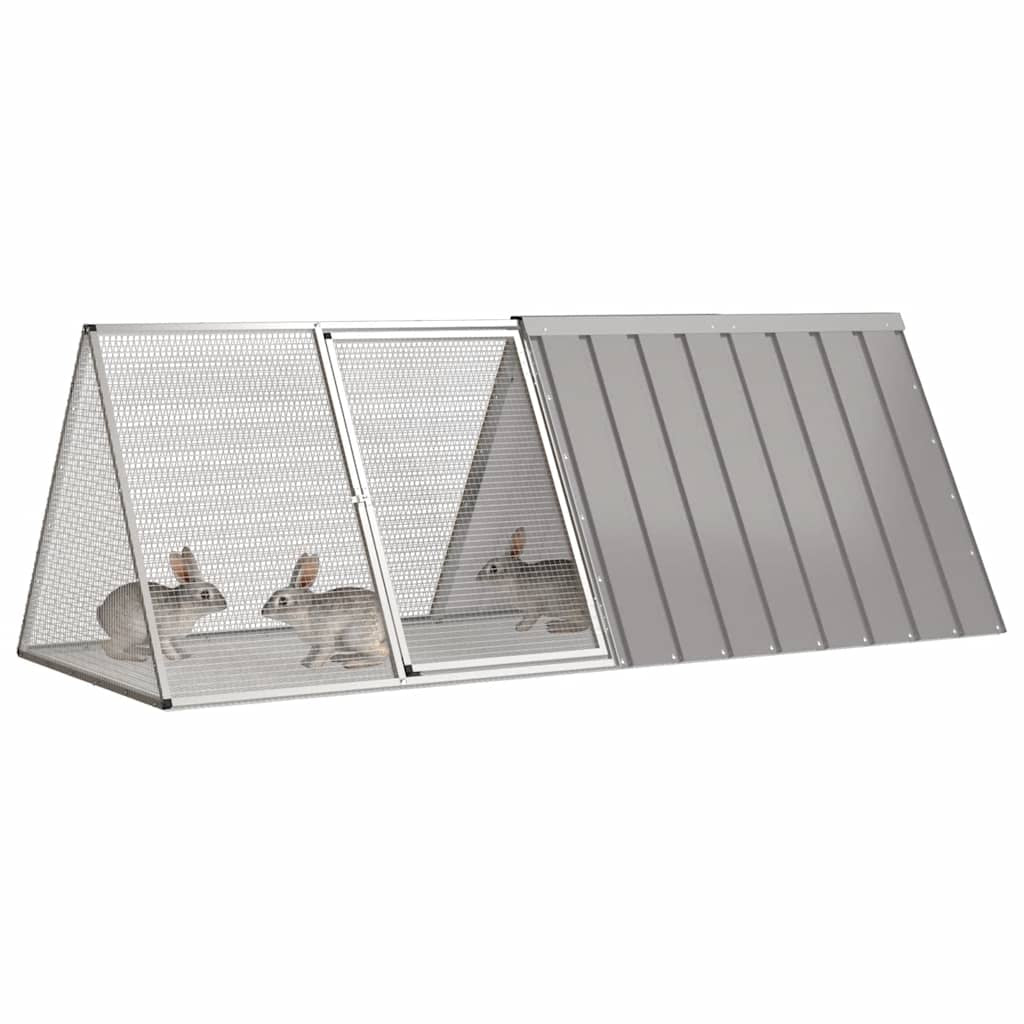 Vidaxl Jaula Para Conejos Acero Galvanizado Gris 201,5x80,5x71 Cm_1