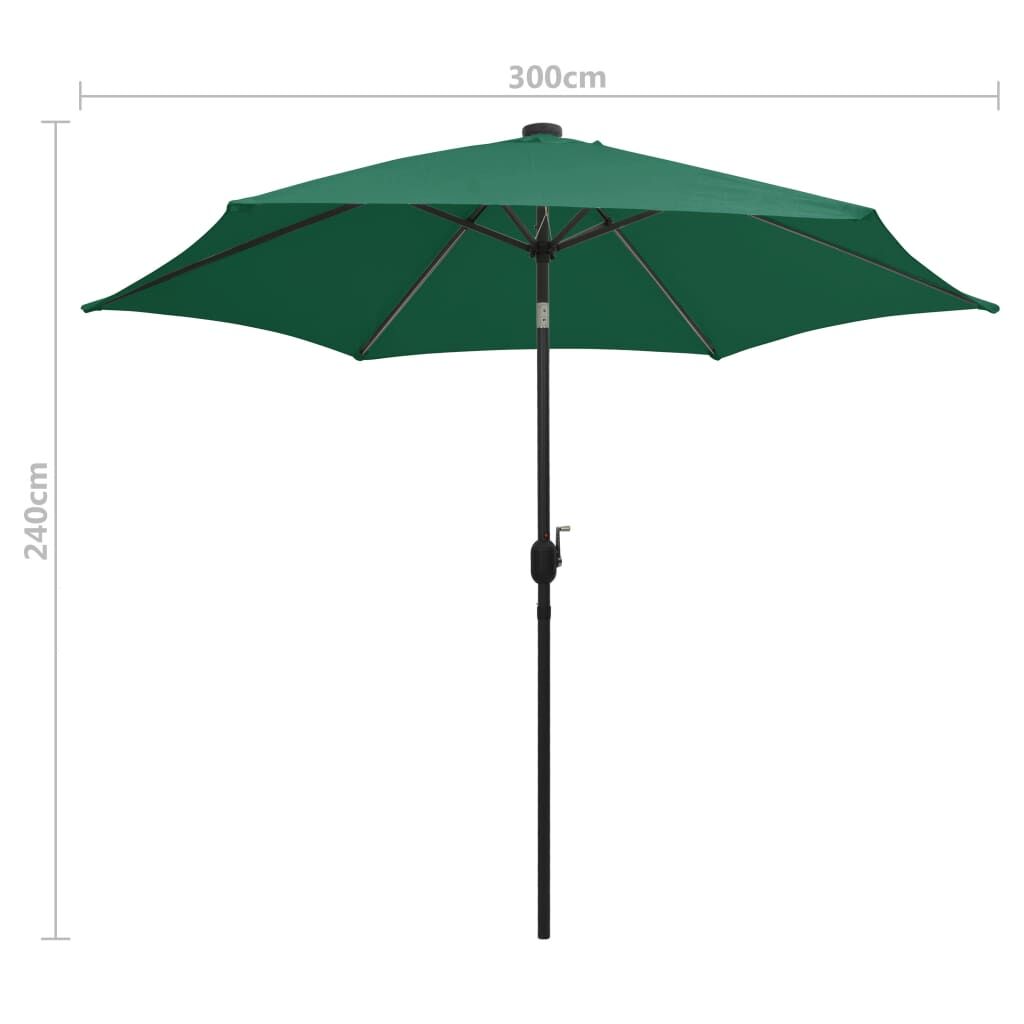 Vidaxl Sombrilla De Jardín Con Luces Led Palo De Aluminio Verde 300 Cm_2