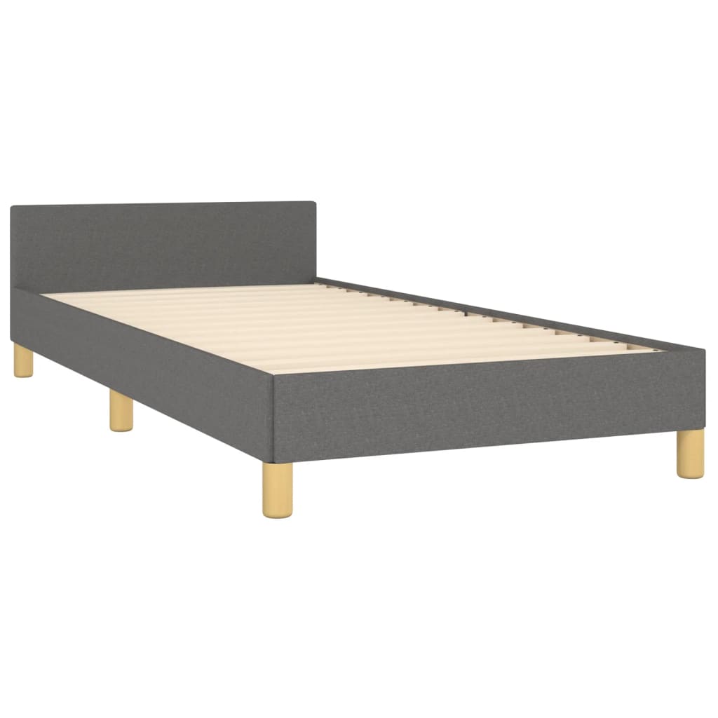 Estructura De Cama Con Cabecero De Tela Gris Oscuro 90x200 Cm / Vetonek_5