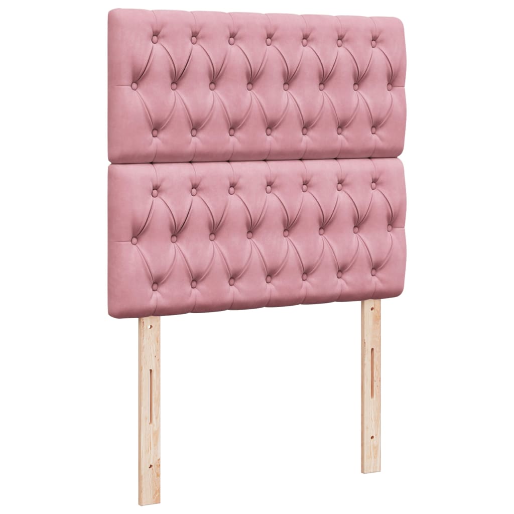 Cama Box Spring Con Colchón Terciopelo Rosa 90x200 Cm / Vetonek_2