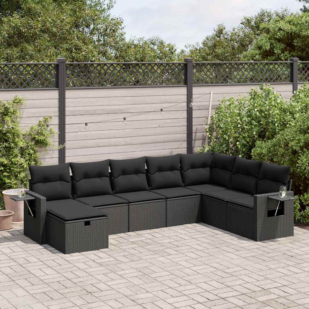 Set De Sofás De Jardín Y Cojines 8 Piezas Ratán Sintético Negro / Vetonek_5