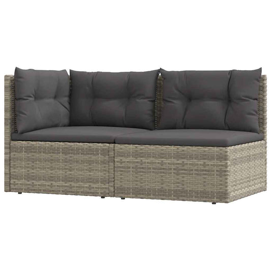 Vidaxl Set De Muebles De Jardín 2 Pzas Cojines Ratán Sintético Gris_0