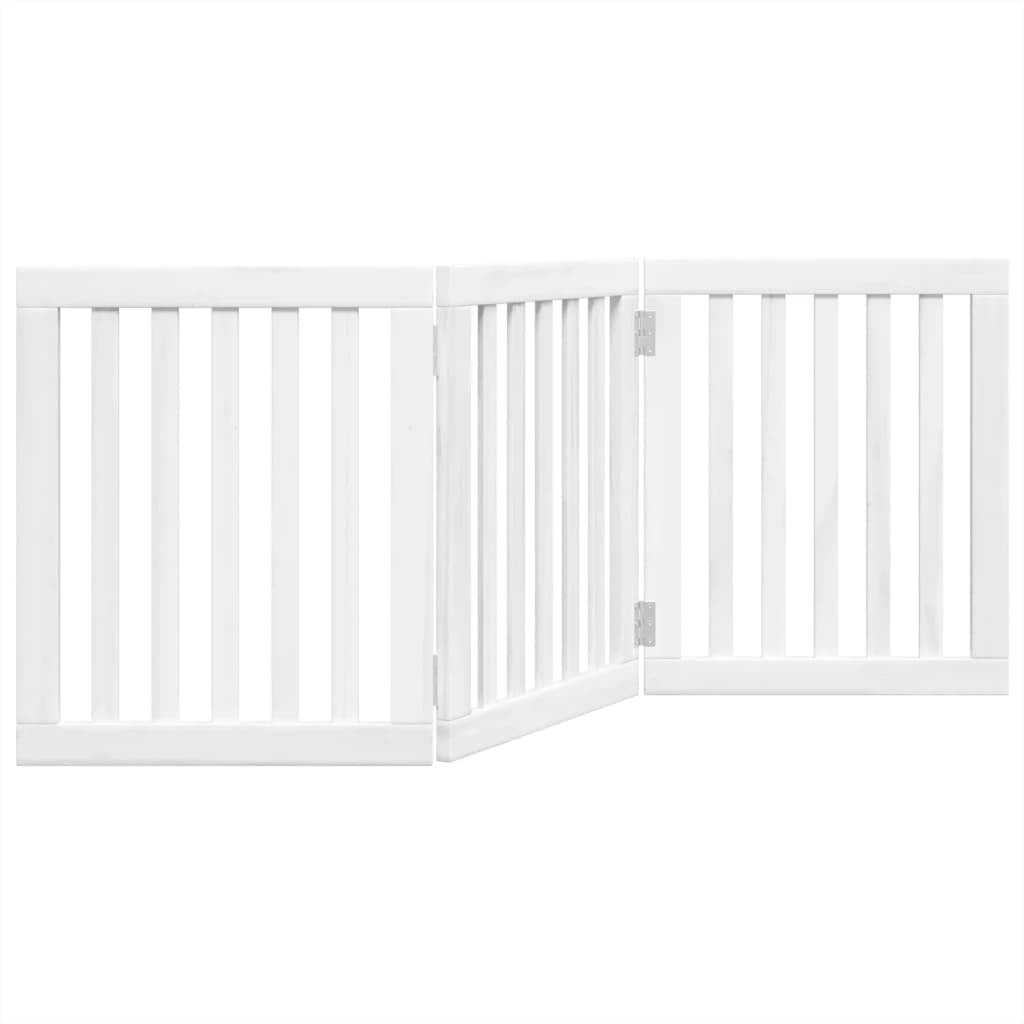 Vidaxl Puerta Para Perros Plegable 3 Paneles Madera Álamo Blanca 150cm_0
