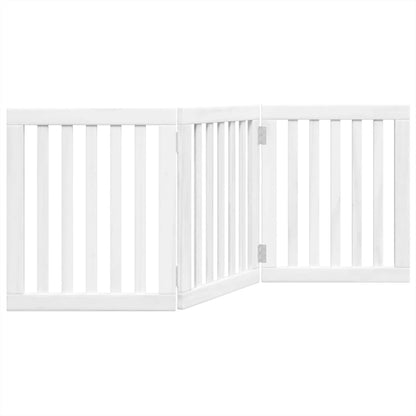 Vidaxl Puerta Para Perros Plegable 3 Paneles Madera Álamo Blanca 150cm_0