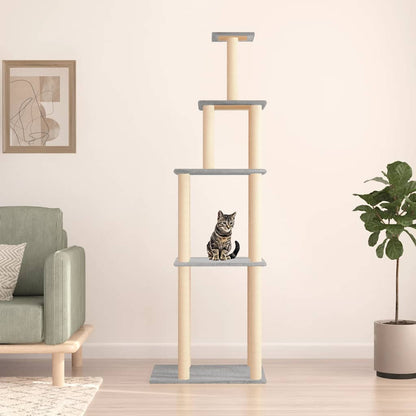 Rascador Para Gatos Con Postes De Sisal Gris Claro 183 Cm_1