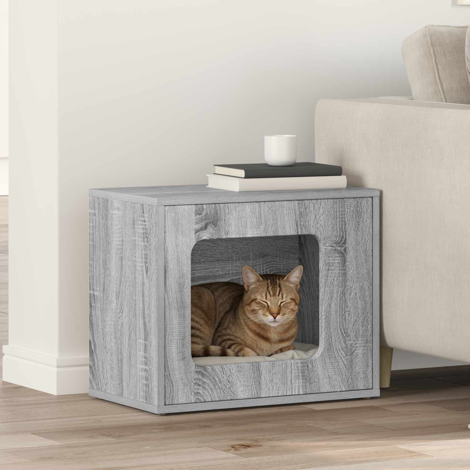 Casa Para Gatos Gris Sonoma 51 X 30 X 42,5 Cm_1