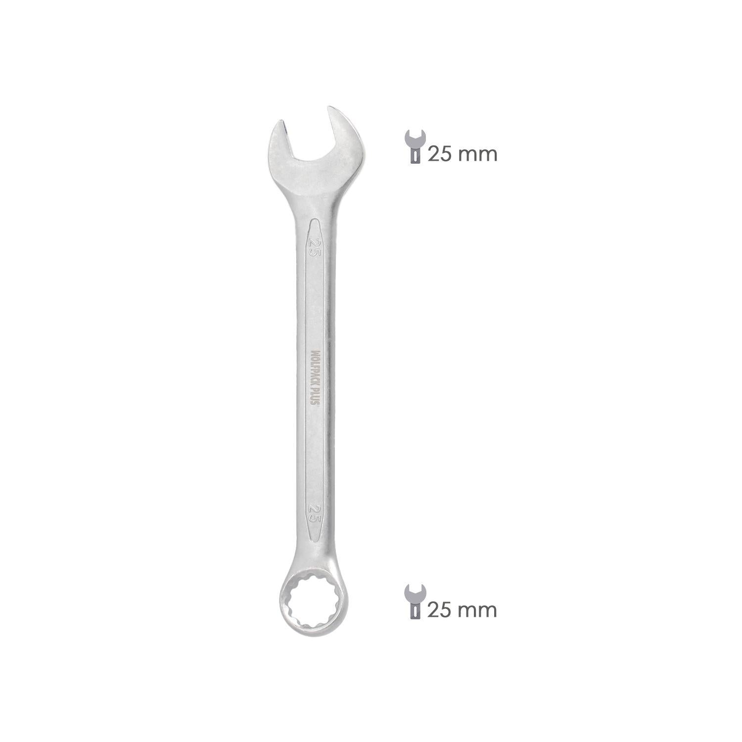 Llave Combinada Plus 25x25 Acero Cromo Vanadio Din 3113. Llave Doble Boca, Llave Fija, Llave Estrella_1