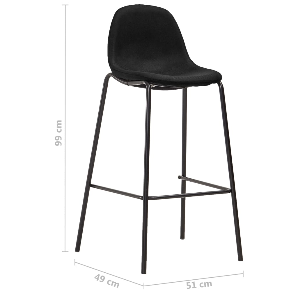 Taburetes De Cocina 4 Unidades Tela Negro_5