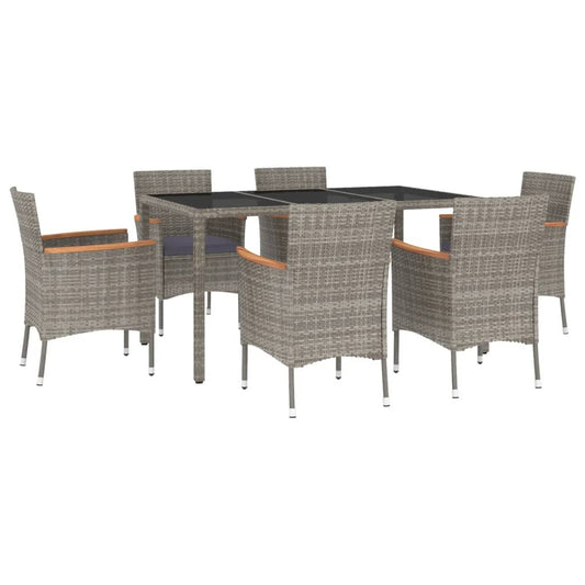 Vidaxl Set Comedor Jardín 7 Pzas Y Cojines Ratán Sintético Gris_0