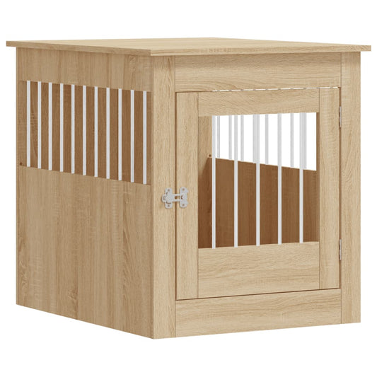 Jaula Para Perros Madera Ingeniería Roble Sonoma 64,5x80x71 Cm_0