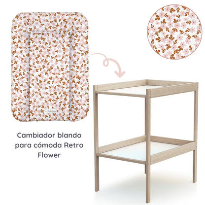 Cambiador Blando Para Comoda 70x50 Retro Flower