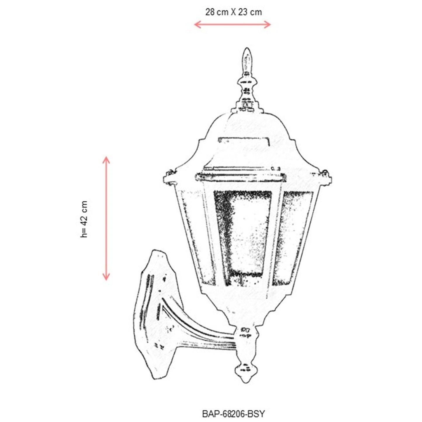 Aplique De Pared Para Exterior, Abs , Negro, 28x23x42, Casquillo E 27 Max 60 W_2