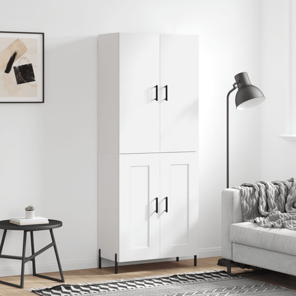 Aparador Alto Madera Contrachapada Blanco 69,5x34x180 Cm_0