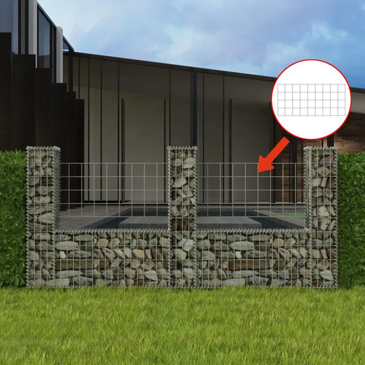 Cesta En Forma De U Muro De Gaviones Galvanizado 240x20x100 Cm / Vetonek_0