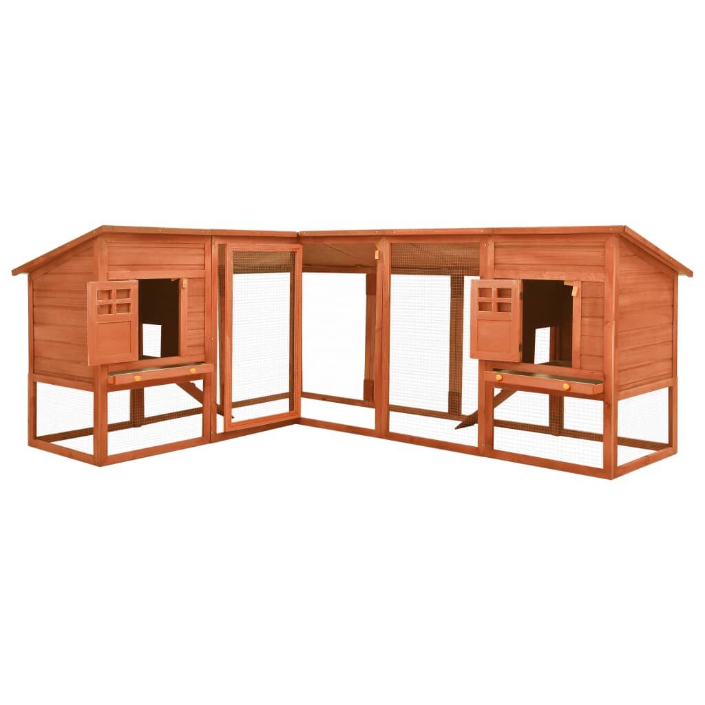 Vidaxl Conejera De Exterior Con Corredor Madera Maciza Abeto Marrón_1
