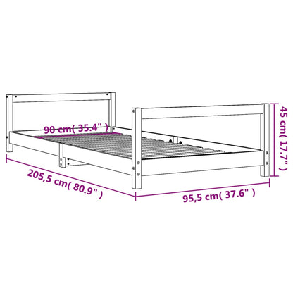 Estructura De Cama Para Niños Madera De Pino Blanco 90x200 Cm / Vetonek_5