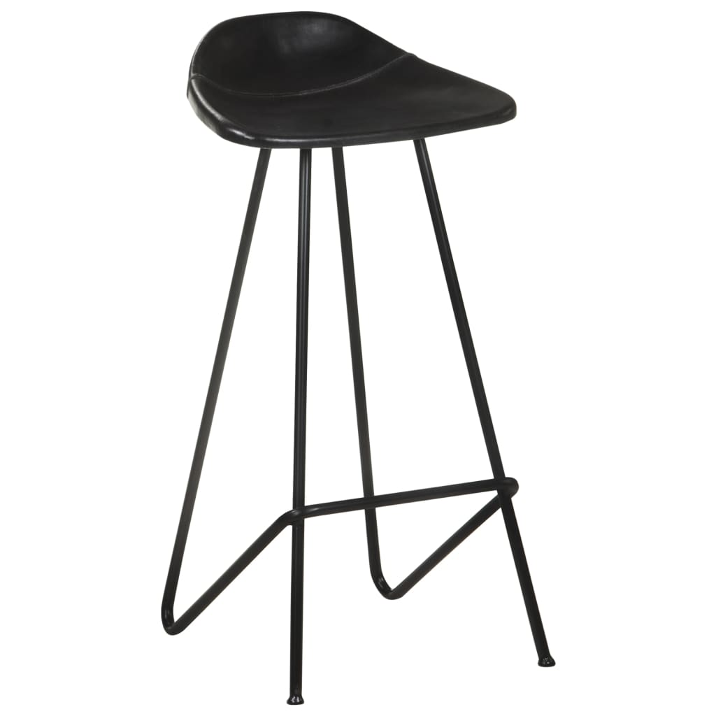 Taburetes De Cocina 4 Unidades Cuero Auténtico Negro_0
