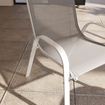 Outsunny Juego De 4 Sillas De Jardín Exterior Apilables 54x71x93 Cm Gris Blanco_3