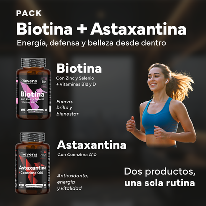 Biotina 10.000mcg Con Zinc, Selenio Y Vitaminas + Astaxantina 8 Mg. Sevens Nutrition. Cabello, Piel, Uñas Y Antioxidante_1