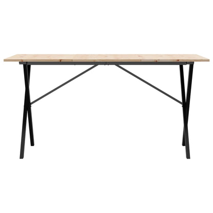 Mesa De Comedor Marco X Madera Maciza Pino Y Acero 140x80x75cm_2
