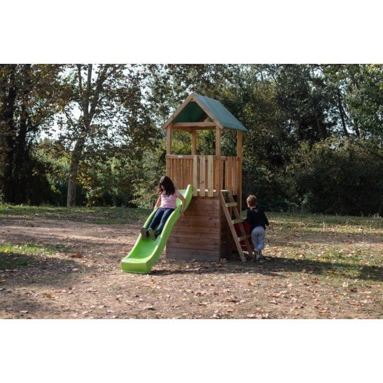 Parque Infantil Masgames Tibidabo L Techo De Lona Casita Con Escalada: Casita En La Base Y Pared De Escalada.