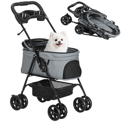 Pawhut Cochecito Para Perros Plegable Con Ruedas Universales 67x45x96 Cm Gris_0