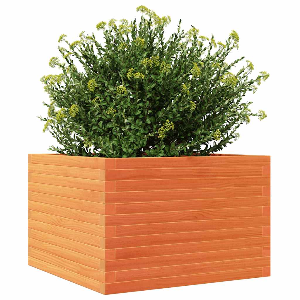 Jardinera De Madera Maciza De Pino Marrón Cera 70x70x46 Cm_3