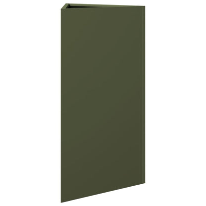 Jardineras Triangulares 2 Uds Acero Verde Oliva 40x34,5x75 Cm_5