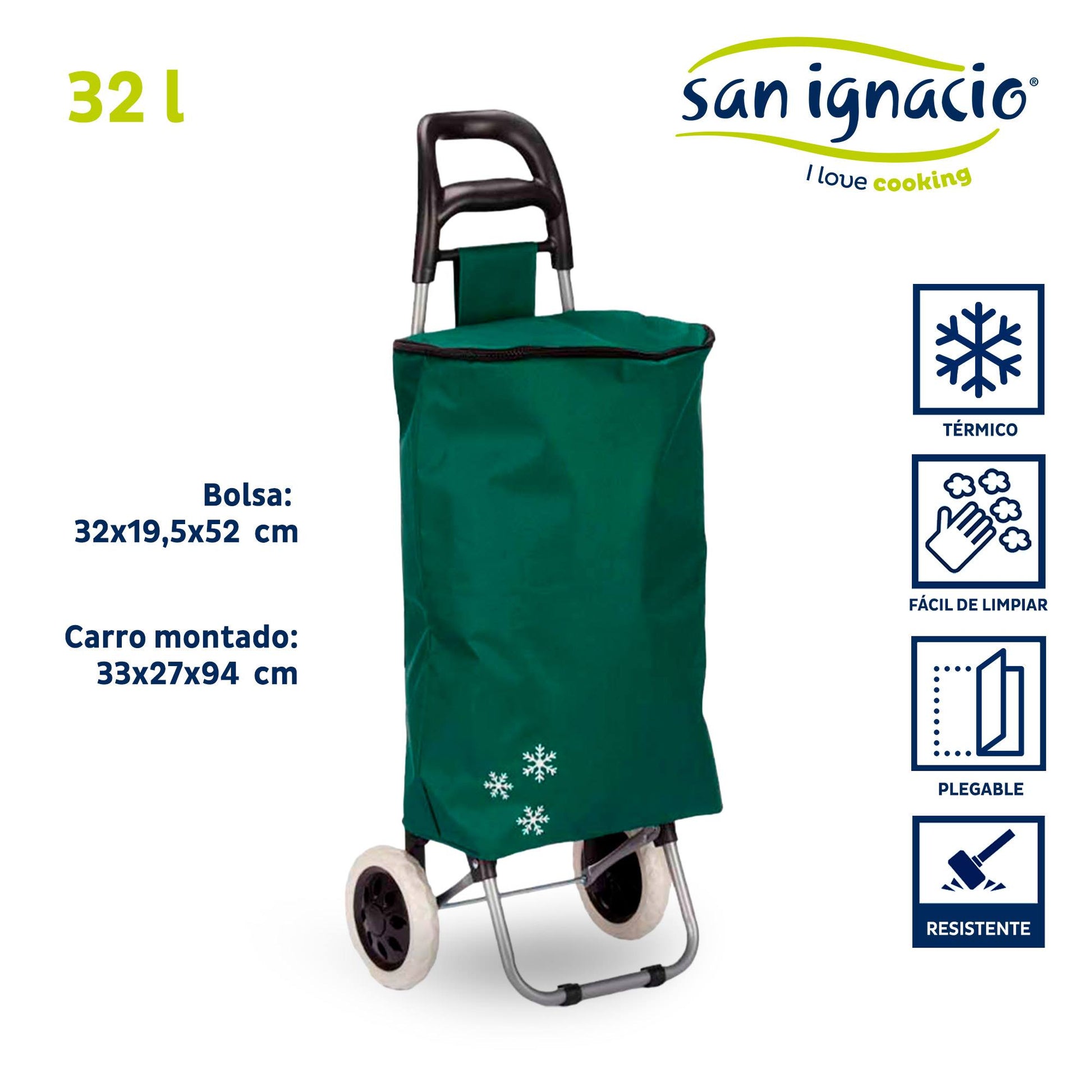 Carro De Compra 2 Ruedas Térmico Verde Kinvara – Mantén Tus Alimentos Frescos_1