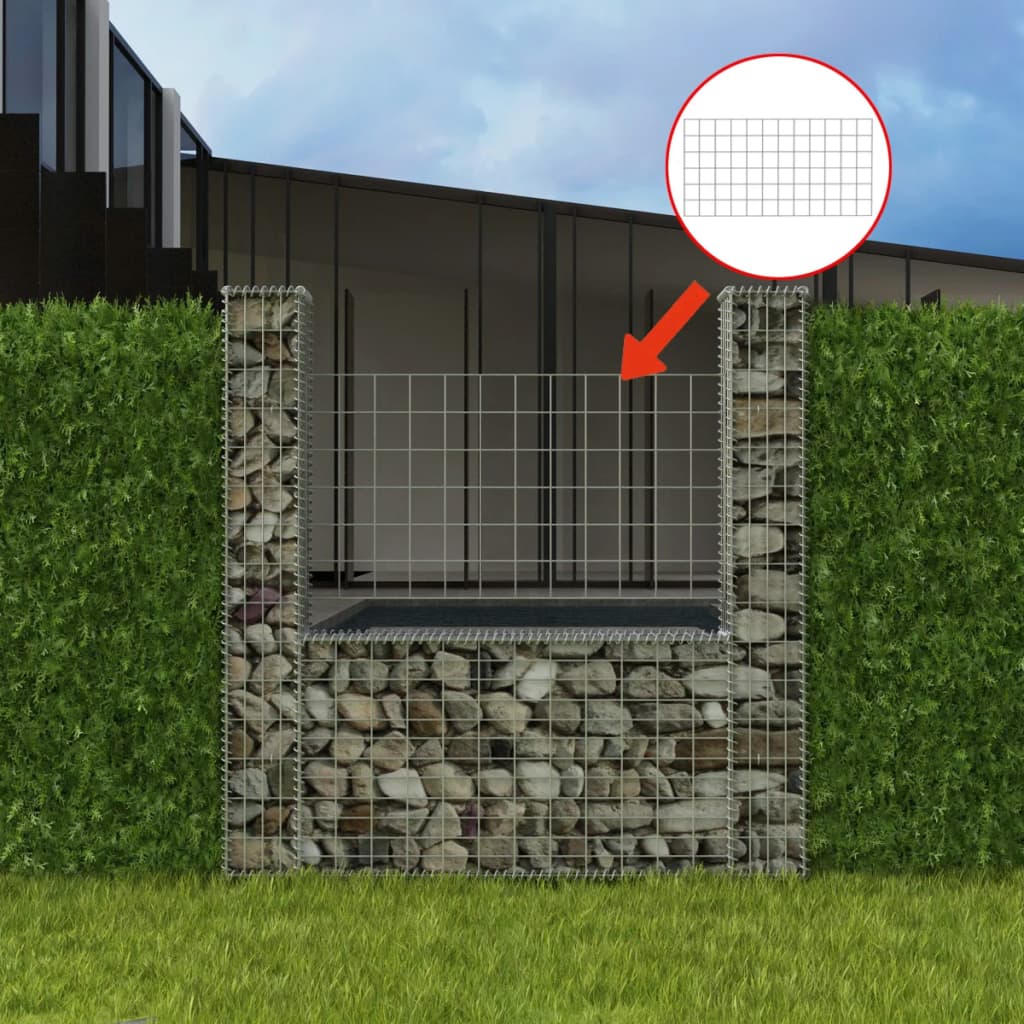 Cesta En Forma De U Muro De Gaviones Galvanizado 160x20x150 Cm / Vetonek_2