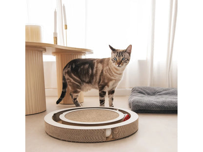 Juguete Rascador Para Gatos Timón, Base Antideslizante De Cartón Reciclado Y Bolas Giratorias Althea Living 40x40x5cm_1