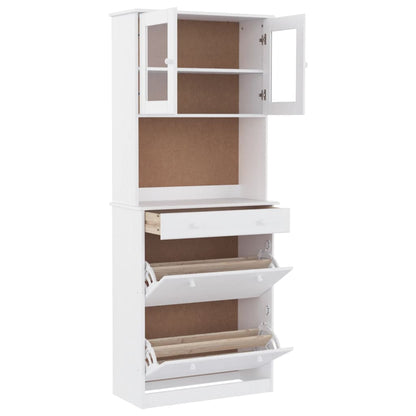 Aparador Alto Alta Madera Maciza De Pino Blanco 77x35x188 Cm_3