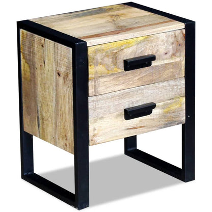 Mesa Auxiliar Con 2 Cajones Madera Maciza De Mango 43x33x51 Cm_3