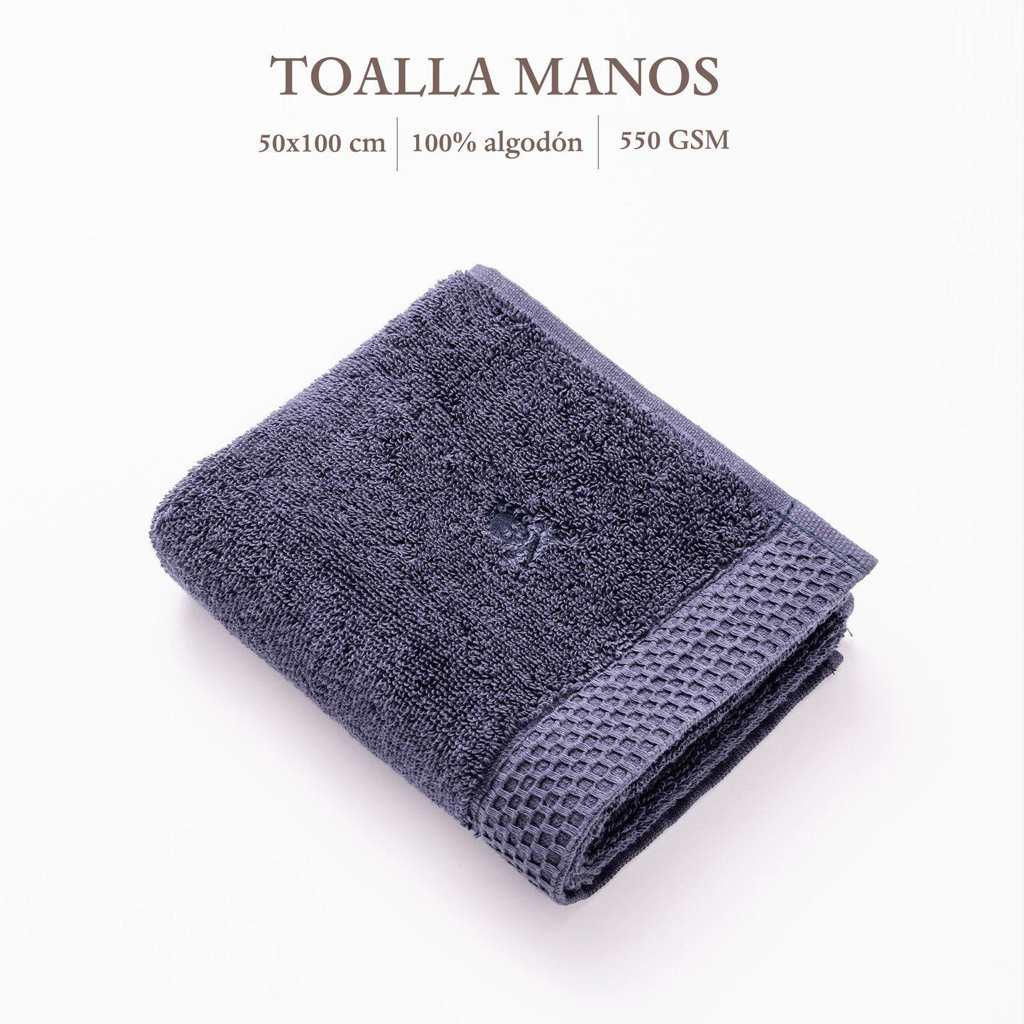 Toalla De Manos 50x100cm 100% Algodón Azul Navy 500gsm Con Logo Bordado Scalpers Home_1