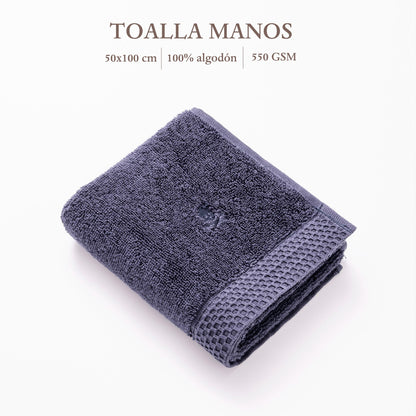 Toalla De Manos 50x100cm 100% Algodón Azul Navy 500gsm Con Logo Bordado Scalpers Home_1