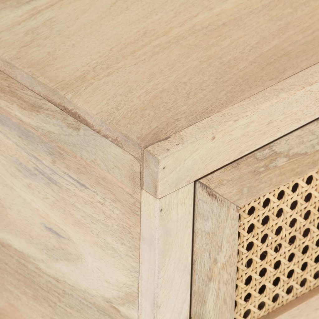 Mesa De Centro Madera Maciza Mango Y Caña Natural 90x50x37 Cm_3