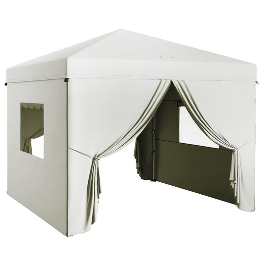 Outsunny Carpa Plegable 3x3 M Con 4 Paredes Laterales Altura Ajustable Blanco_0