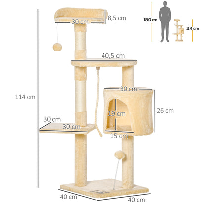 Pawhut Árbol Para Gatos Rascador Grande Con Plataformas Casetas Bolas De Juego_2