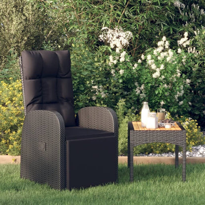 Vidaxl Sillón Reclinable De Jardín Con Cojín Ratán Sintético Negro_1